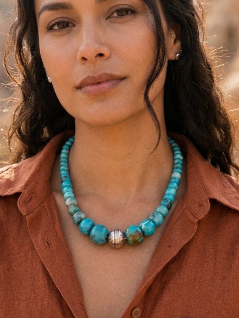 Sterling Silver Turquoise Graduated NECKLACE